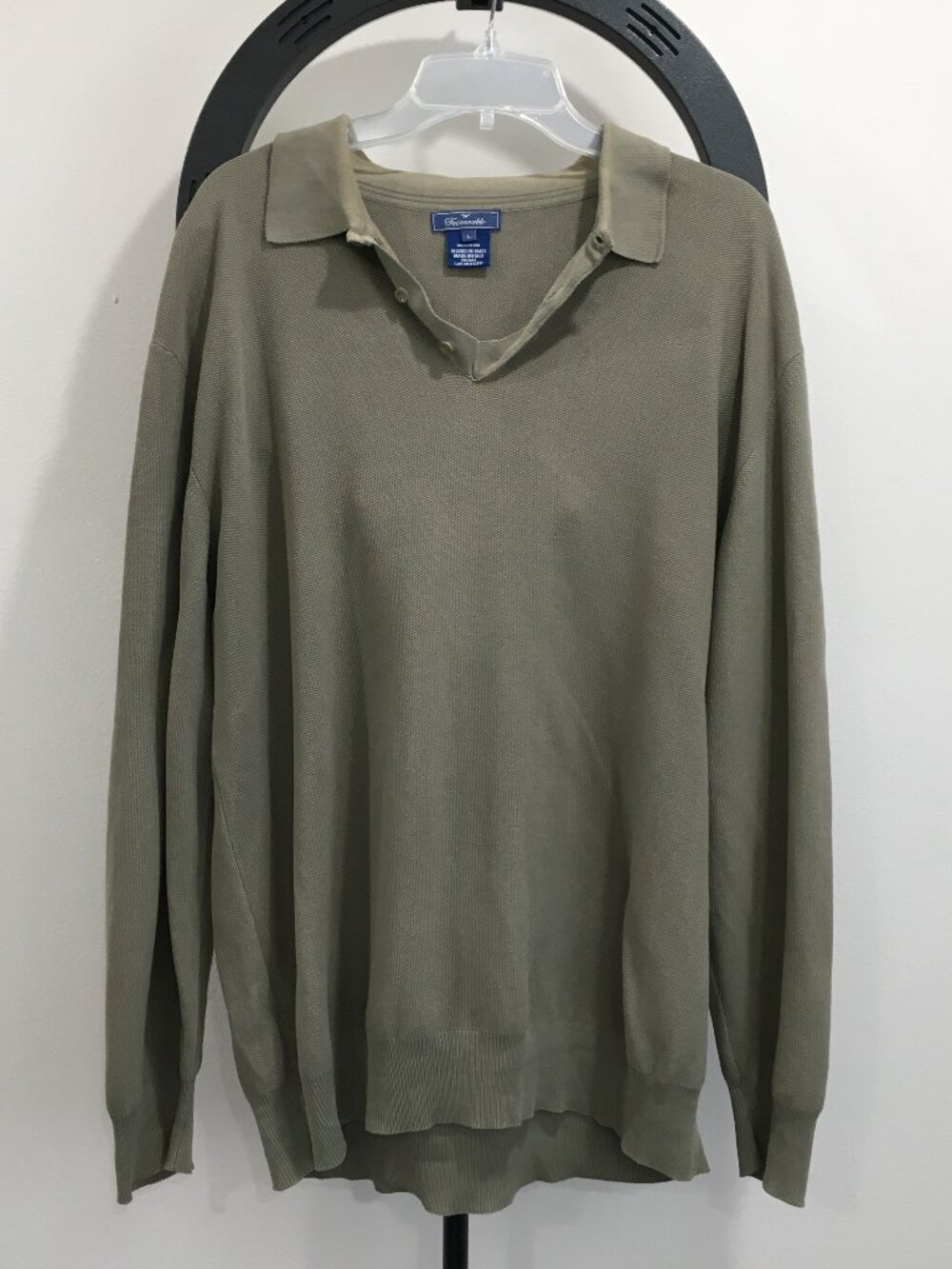FACONNABLE Italy Green Collared Long Sleeve Collared Pullover Knit Sweater